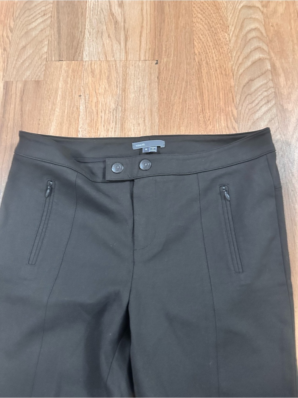 Vince brown Slim Ponte Button-Waist Trousers